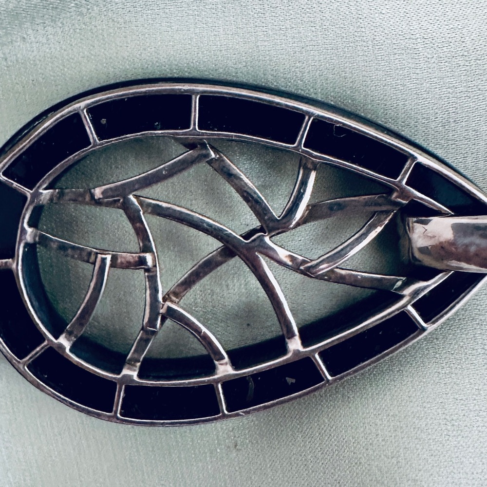 Silver and Black Teardrop Pendant